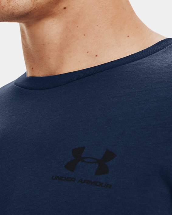 Men's UA Sportstyle Left Chest Short Sleeve Shirt, Navy, pdpMainDesktop image number 4